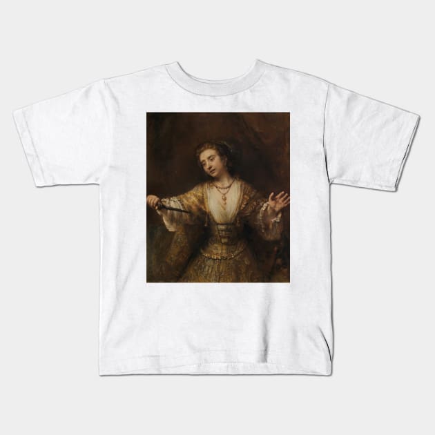 Lucretia by Rembrandt Kids T-Shirt by Classic Art Stall